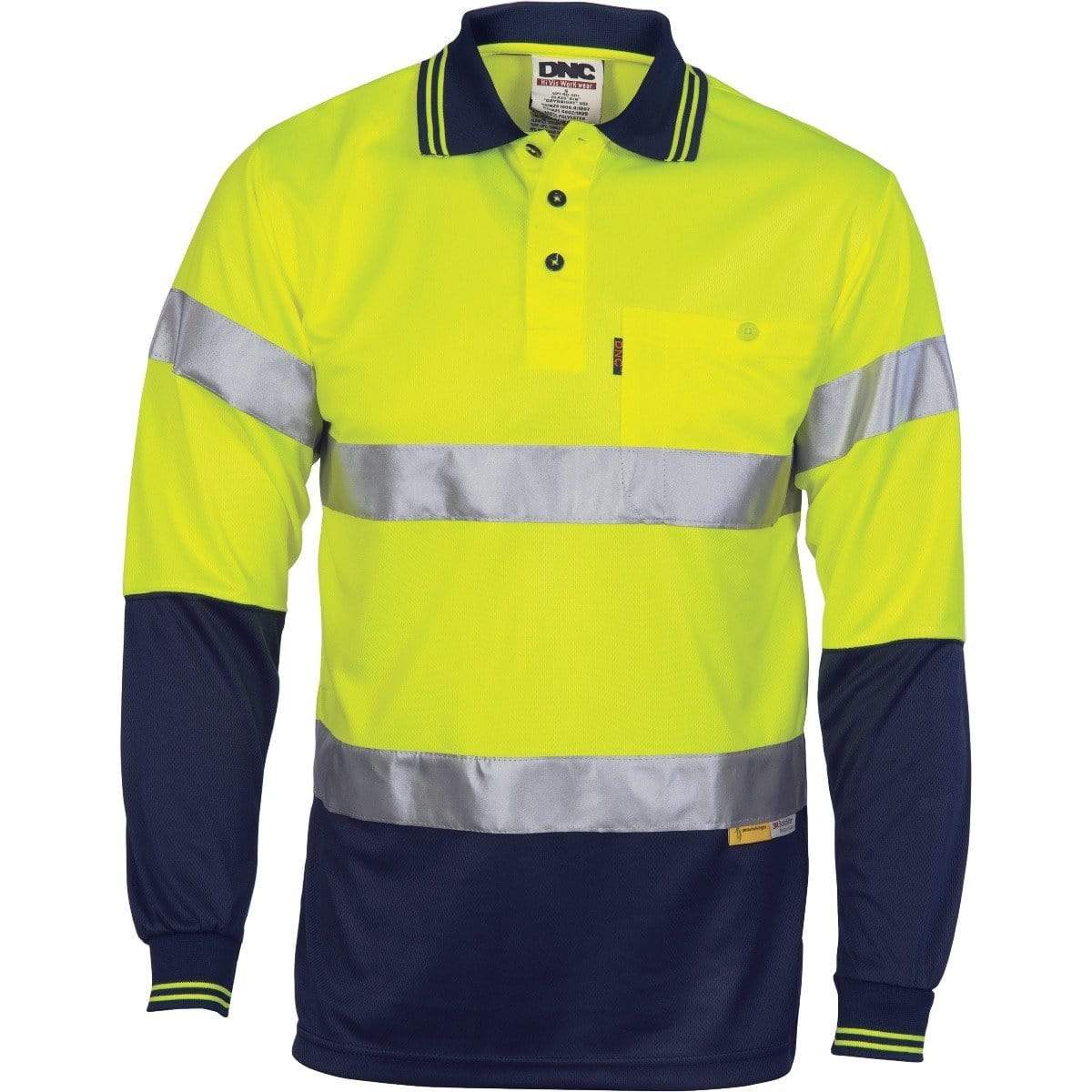 Dnc Workwear Hi-vis D/n Cool-breathe Long Sleeve Polo Shirt With 3m 8906 R/tape - 3913 Metro Workwear.